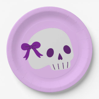 Plato De Papel coqueta halloween lazo adorable calavera