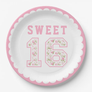 Plato De Papel Coqueta rosa dulce 16 Universidad