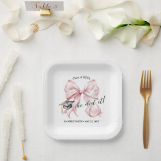 Plato De Papel Coqueta Rosa Lo Hizo Cuadrado
