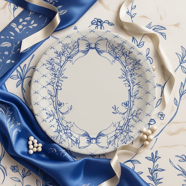 Plato De Papel Coquette azul vintage floral (Subido por el creador)
