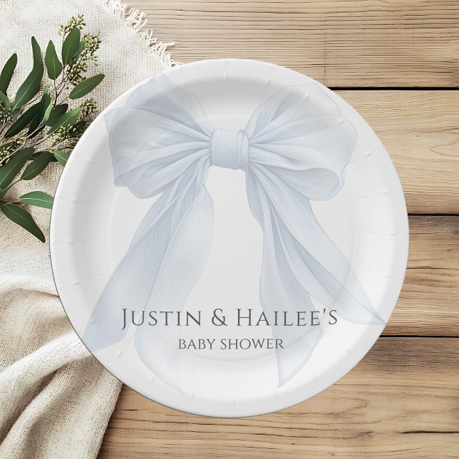 Plato De Papel Coquette Baby Shower, Chica de arco blanco persona (Subido por el creador)