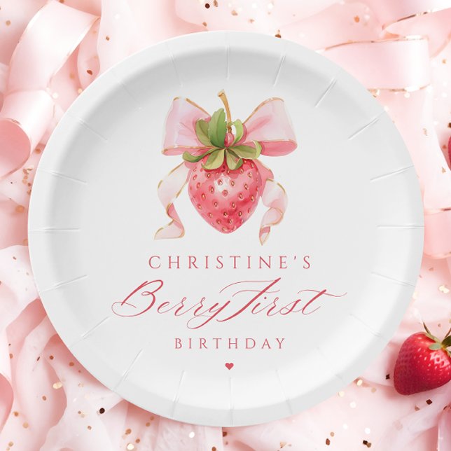 Plato De Papel Coquette Berry First Birday (Subido por el creador)