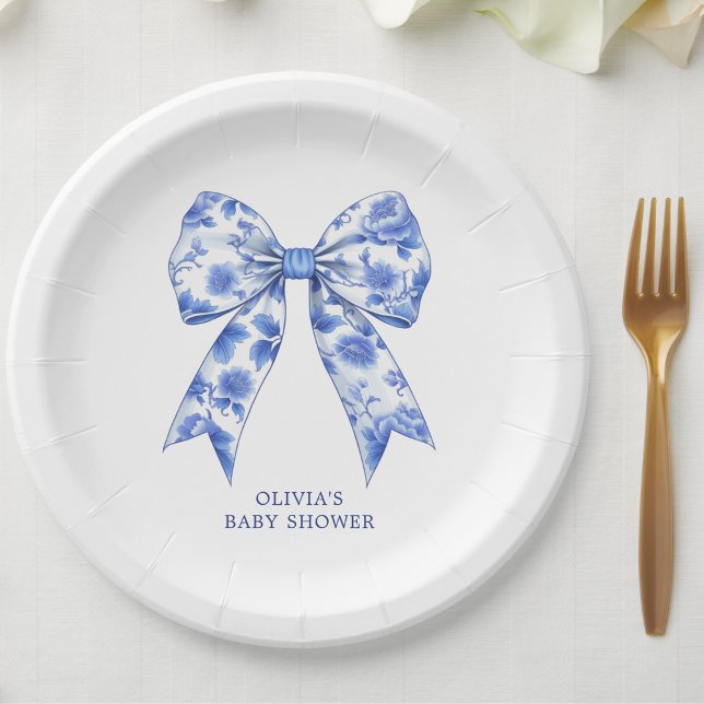 Plato De Papel Coquette Bow Baby Shower (Subido por el creador)