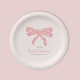 Plato De Papel Coquette Bow Rubor Bridal Shower