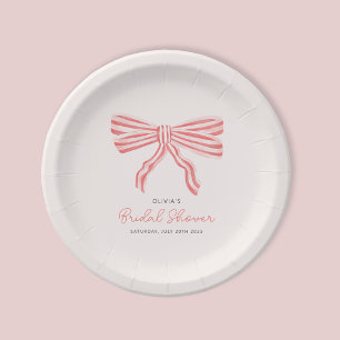 Plato De Papel Coquette Bow Rubor Bridal Shower