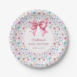 Plato De Papel Coquette Bow Wildflowers Elegante Floral