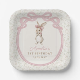 Plato De Papel Coquette Bunny Birthday Party Paper Plates