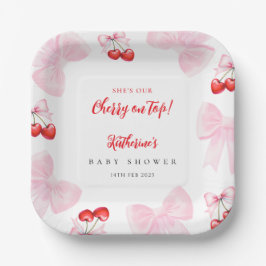 Plato De Papel Coquette Cherry Baby Shower