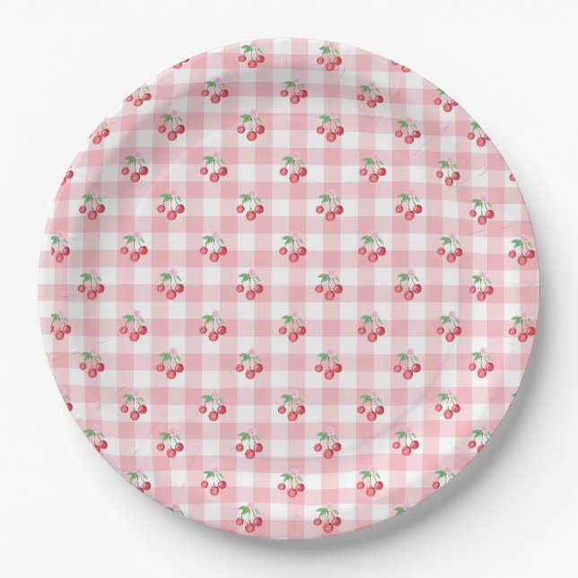 Plato De Papel Coquette Cherry Bridal Shower (Anverso)