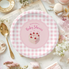 Plato De Papel Coquette Cherry en Top Cake Baby Shower