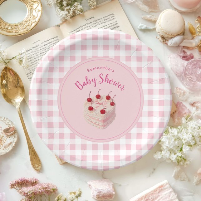 Plato De Papel Coquette Cherry en Top Cake Baby Shower (Subido por el creador)