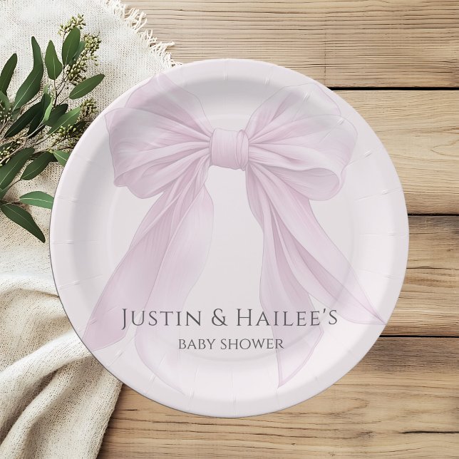 Plato De Papel Coquette Chica de Bow rosa personalizada Baby Show (Subido por el creador)