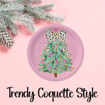 Coquette Christmas Tree Pink Paper Placas