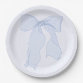 Plato de papel Coquette con lazo azul