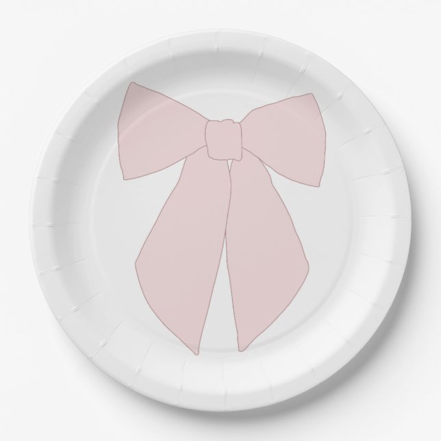 Plato De Papel Coquette de Bow rosa (Anverso)