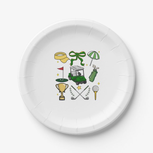 Plato De Papel Coquette de Golf Preppy (Anverso)