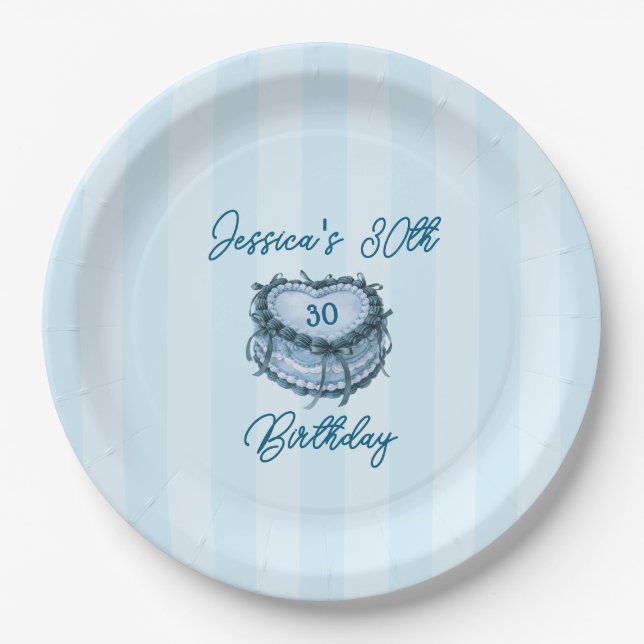 Plato De Papel Coquette Heart Birthday Cake Paper Plate (Anverso)