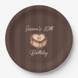 Plato De Papel Coquette Heart Birthday Cake Paper Plate