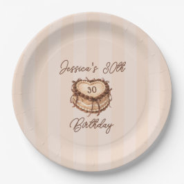 Plato De Papel Coquette Heart Birthday Cake Paper Plate