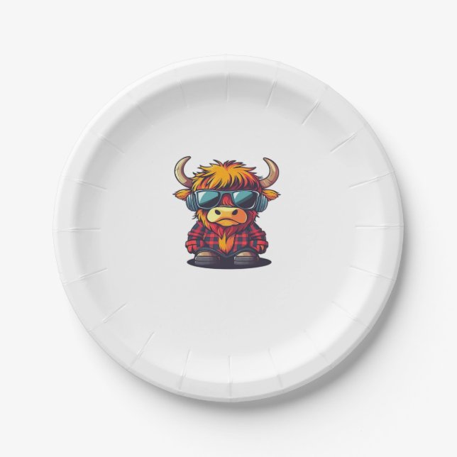Plato De Papel Coquette Highland Cow Bubblegum Tshirt Design, Hol (Anverso)