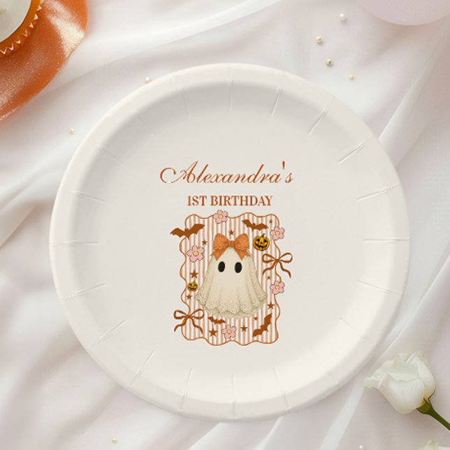Plato De Papel Coquette Lace Ghost Halloween 1st Birthday (Subido por el creador)