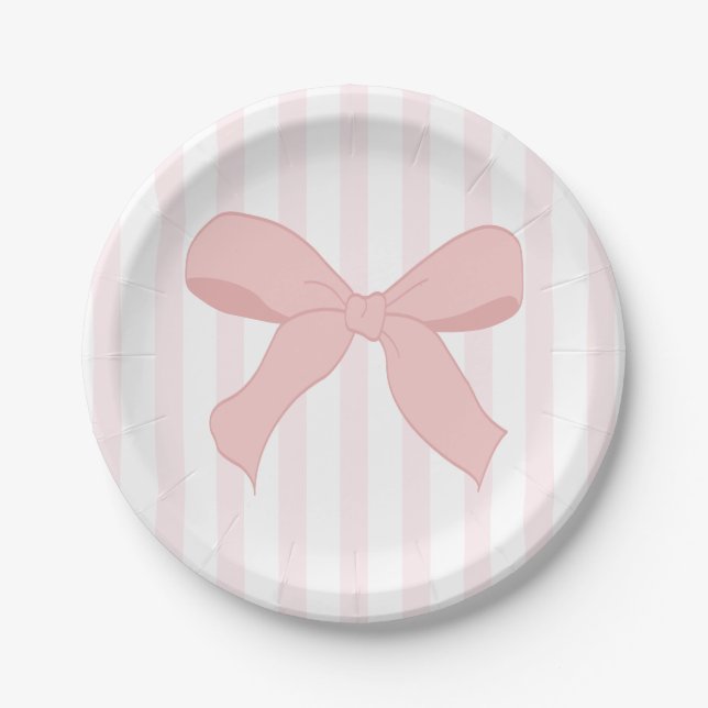 Plato De Papel Coquette Pink Ballerina Bow Cumpleaños (Anverso)