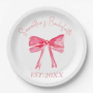 Plato De Papel Coquette Pink Bow Bachelorette