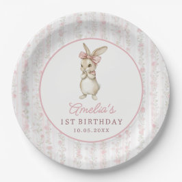 Plato De Papel Coquette Pink Bunny Birthday Party Paper Plates