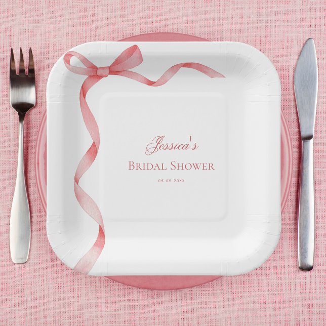 Plato De Papel Coquette rosa Cinta francesa ducha de novias (Subido por el creador)