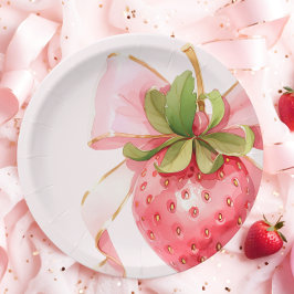 Plato De Papel Coquette Strawberry Baby Shower