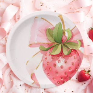 Plato De Papel Coquette Strawberry Baby Shower