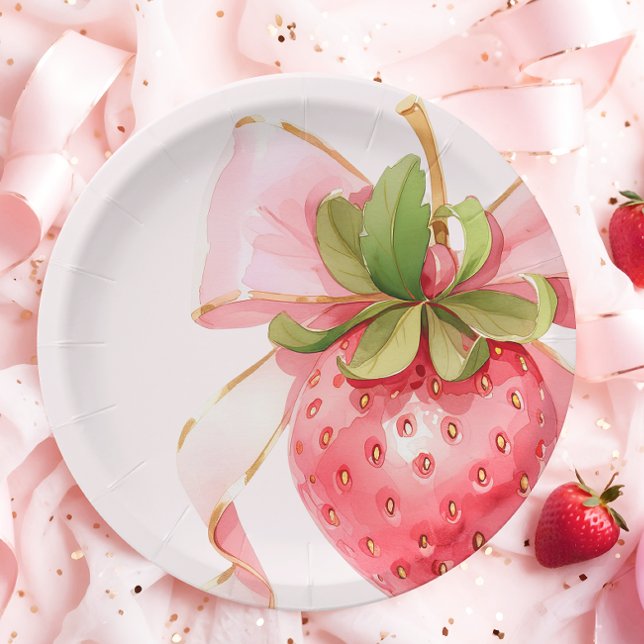 Plato De Papel Coquette Strawberry Baby Shower (Subido por el creador)