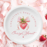 Plato De Papel Coquette Strawberry Baby Shower<br><div class="desc">Las planchas de papel de Baby Shower Coquette Strawberry son una deliciosa mezcla de encanto y elegancia, que captura a la perfección la alegría de celebrar la llegada de una niña. El diseño presenta un impresionante ilustracion acuático de fresas rojas maduras, con tonos vibrantes que simbolizan la dulzura de los...</div>