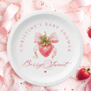 Plato De Papel Coquette Strawberry Baby Shower