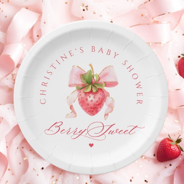 Plato De Papel Coquette Strawberry Baby Shower (Subido por el creador)