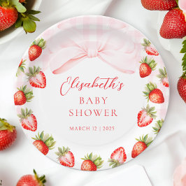 Plato De Papel Coquette Strawberry Baby Shower