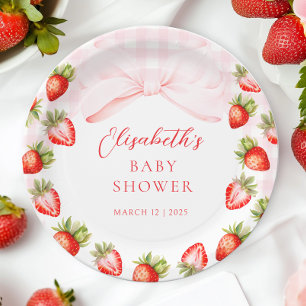 Plato De Papel Coquette Strawberry Baby Shower