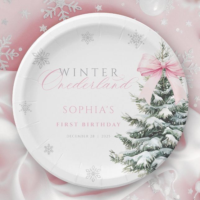 Plato De Papel Coquette Winter Onederland Primer Cumpleaños (Subido por el creador)
