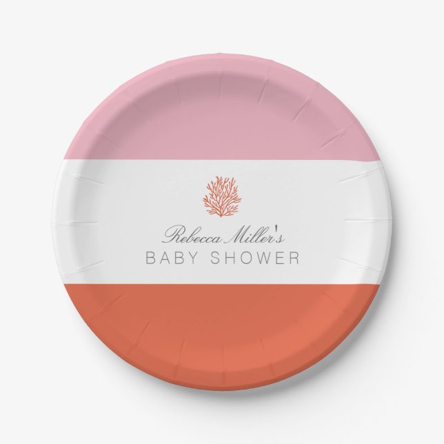 Plato De Papel Coral Reef Baby Shower (Anverso)