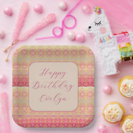 Plato De Papel Coral Rosa Y Apricot