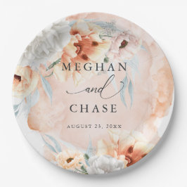 Plato De Papel Coral Watercolor Poppies Fiesta Placa de papel