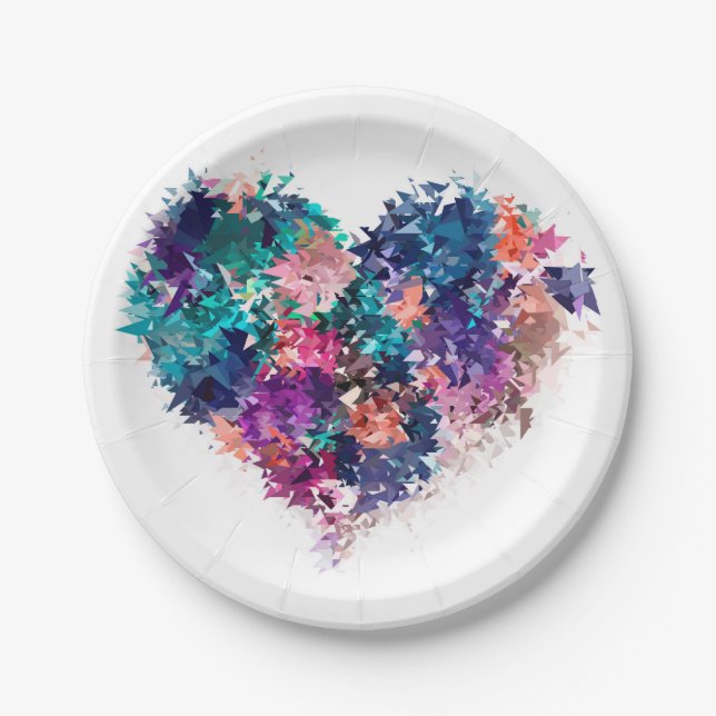 Plato De Papel Corazón abstracto (Anverso)