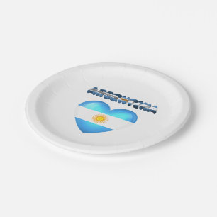 Plato De Papel Corazón argentino