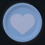 Plato De Papel Corazón azul bebé<br><div class="desc">Este plato tiene un corazón azul muy claro.</div>