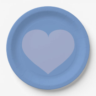 Plato De Papel Corazón azul bebé