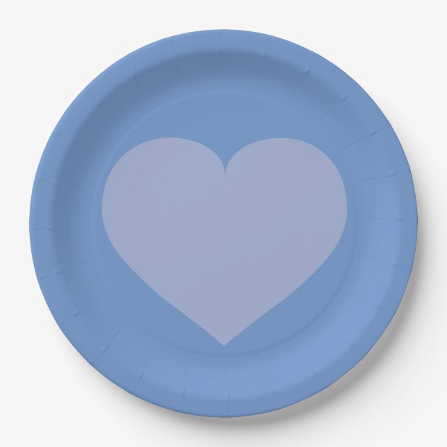 Plato De Papel Corazón azul bebé  (Anverso)