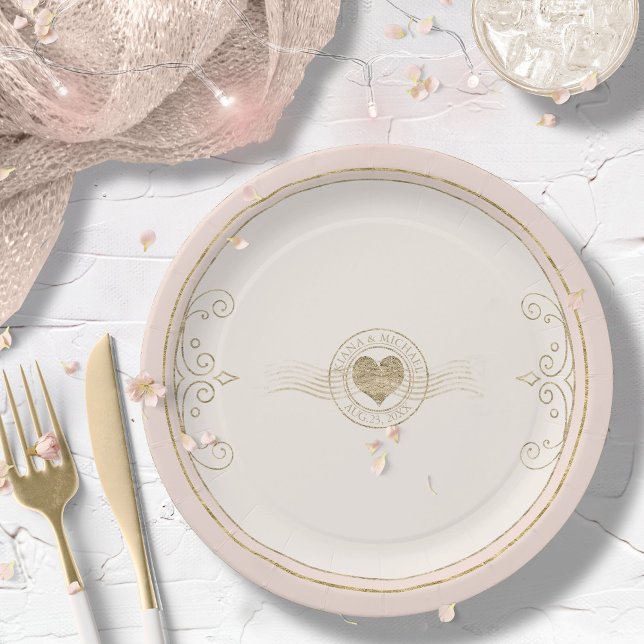 Plato De Papel Corazón Boda Romance francés Rubor ID870 (Subido por el creador)