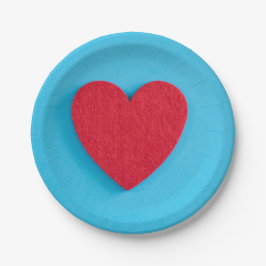 Plato De Papel Corazón de amor rojo