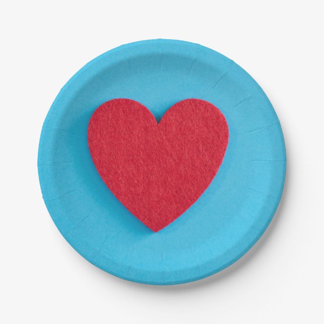 Plato De Papel Corazón de amor rojo (Anverso)