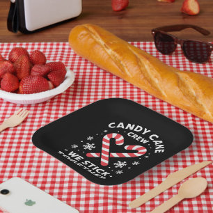 Plato De Papel Corazón de Caramelo de Navidad Nos mantenemos Junt